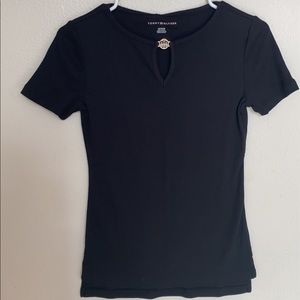 Women’s tommy hillfiger shirt top black logo gold